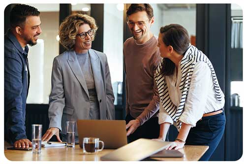 Business team sitting in office having a meeting