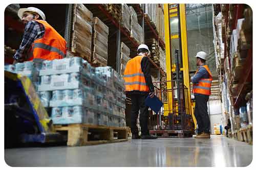 warehouse man worker with forklift