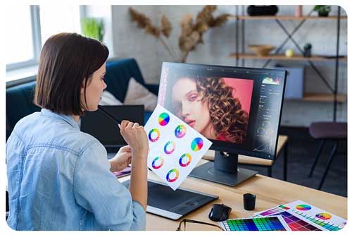 media professional working in office