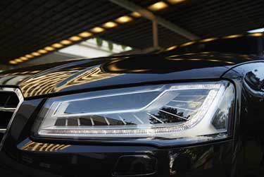 Up close of Audi car headlight