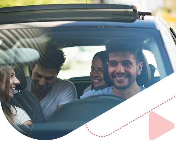 friends in a car driving