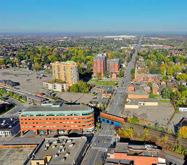 sky view of downtown Brampton