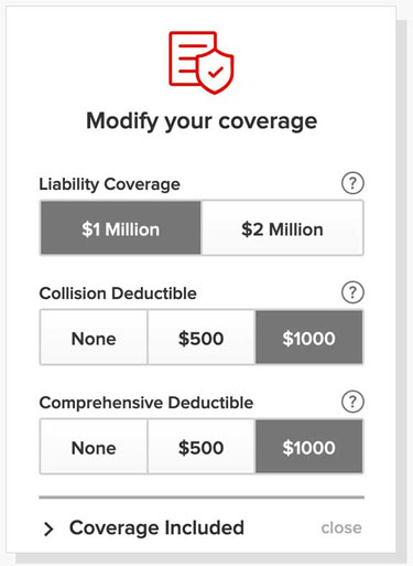coverage and deductible amounts page image