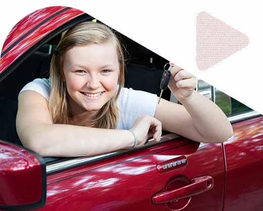 teenage girl sitting in her new car