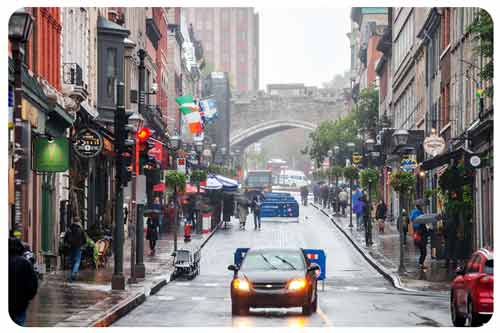 a car is passing on the road in Quebec City