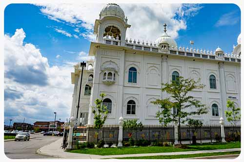 car drving in Brampton, Canada of Gurdwara Dasmesh Darbar Sikh temple