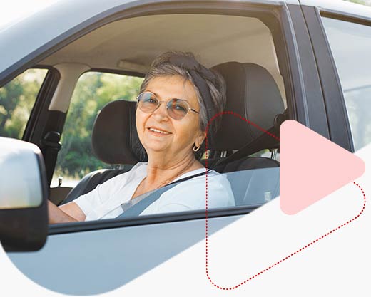 Senior woman driver driving car