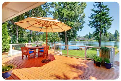 large deck with umbrella