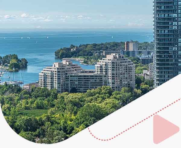 a view of the condominiums on the Lake Ontario in Toronto