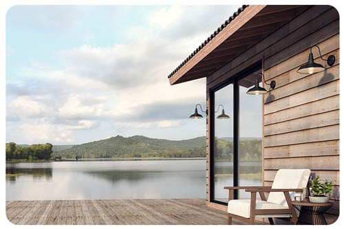 Wooden house exterior surrounded by nature