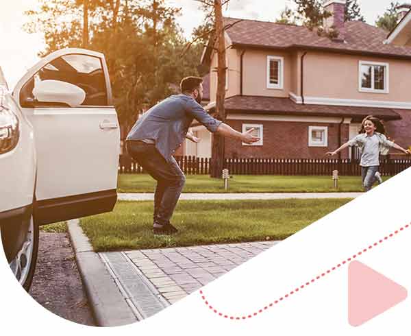 daughter is running to meet her father 