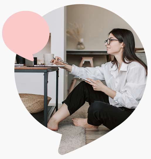 woman working on a laptop in the house