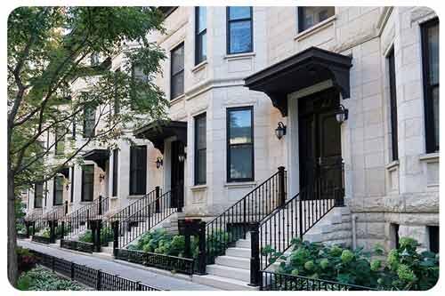row of urban townhouses