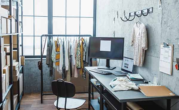 Storage room with packaging of small online store
