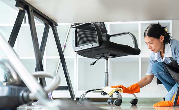 woman cleaning office
