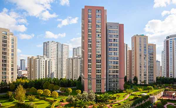 modern condo building complex