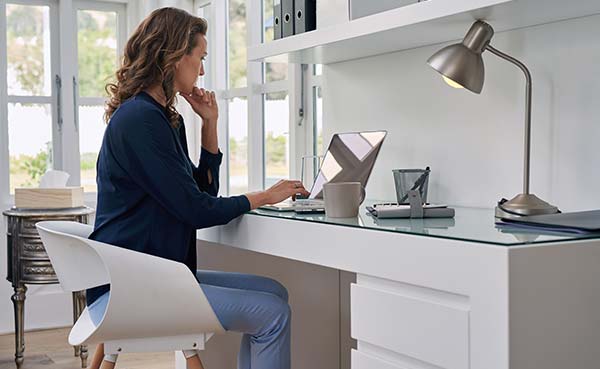 woman working at home business