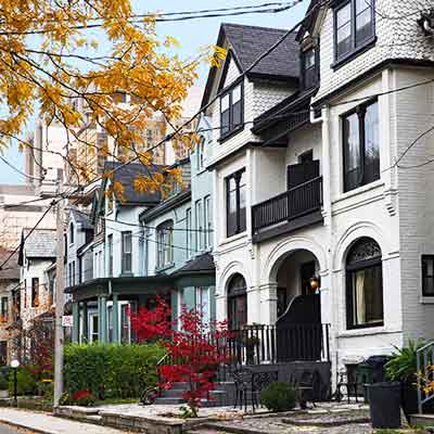 Row house on city street