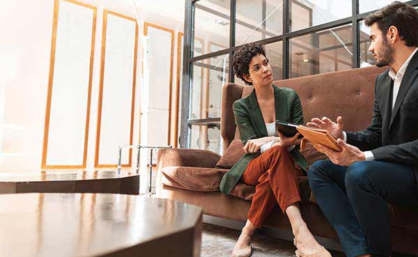 business meeting with a man and woman