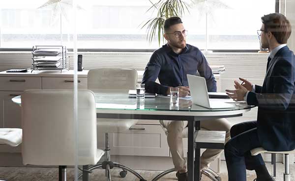 recruitment agency holding job interview with candidate