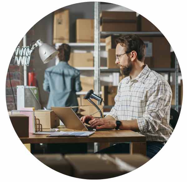 business owner checking his laptop
