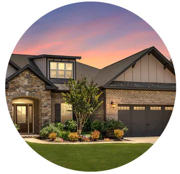 brick and stacked stone house