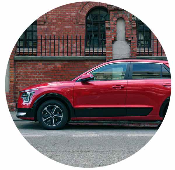 Red car parked in the street