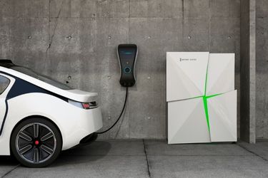 white EV charging at home