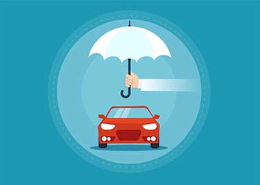 illustration of red car and white umbrella