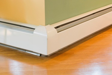 baseboard against yellow and green walls