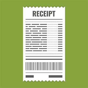 green graphic with text reading reciept