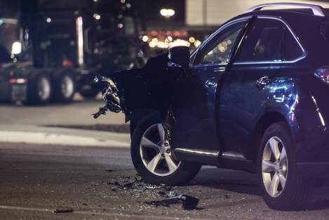 black car damaged from collision