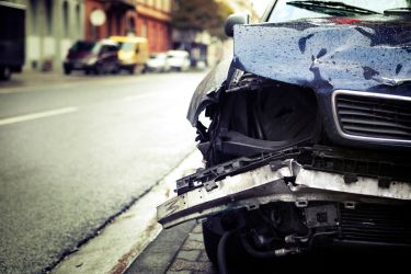 Black car damaged from an accident