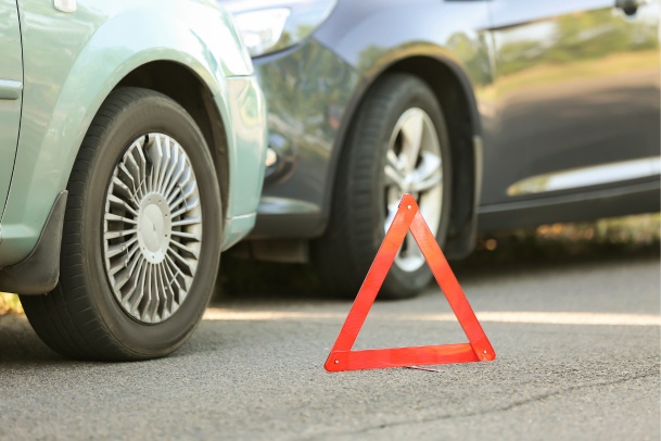 emergency triangle outside car accident