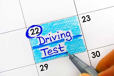 Driving test written in calendar