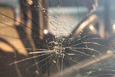 windshield with a crack