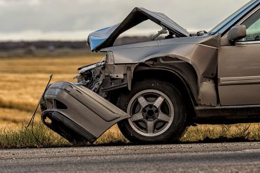 car damaged on side of rural road