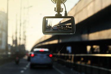 dash cam in a car driving