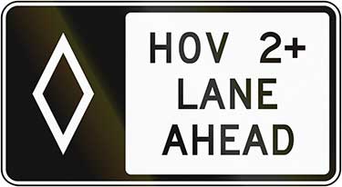 hov lane ahead sign