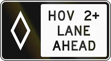 HOV lane ahead sign