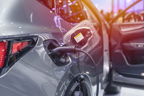 hybrid car charging in lot