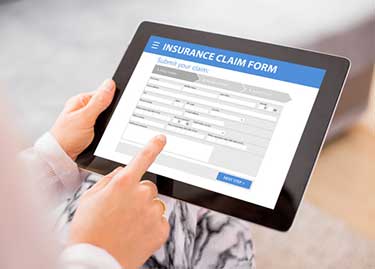 insurance claim form on a ipad