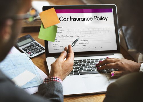 car insurance application on a laptop