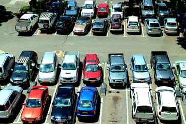 parking lot with many vehicles