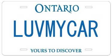 An Ontario personalized licence plate