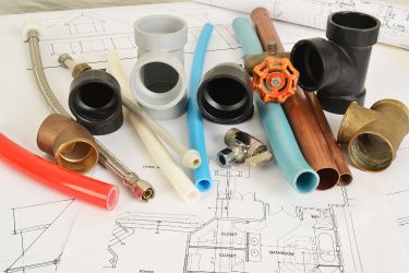 various pipes and screws for plumbing