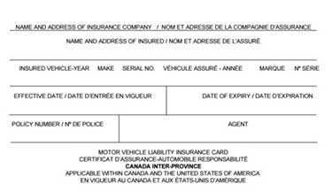 Proof Of Car Insurance Slip In Ontario