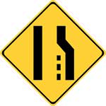right lane ends sign