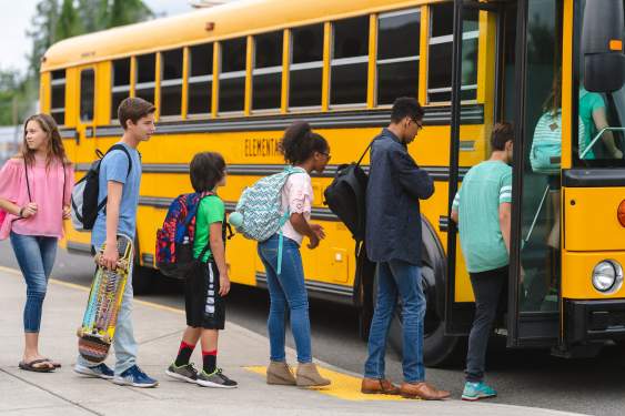 school bus loading kids