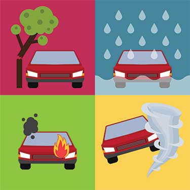 illustration of 4 cars and perils